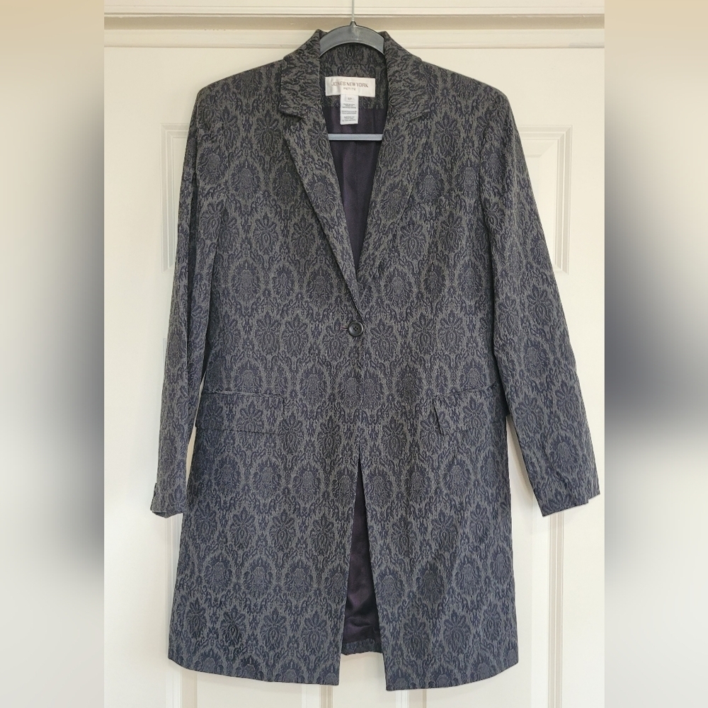 Jones New York Black Brocade Coat - Size 8P (Petite)